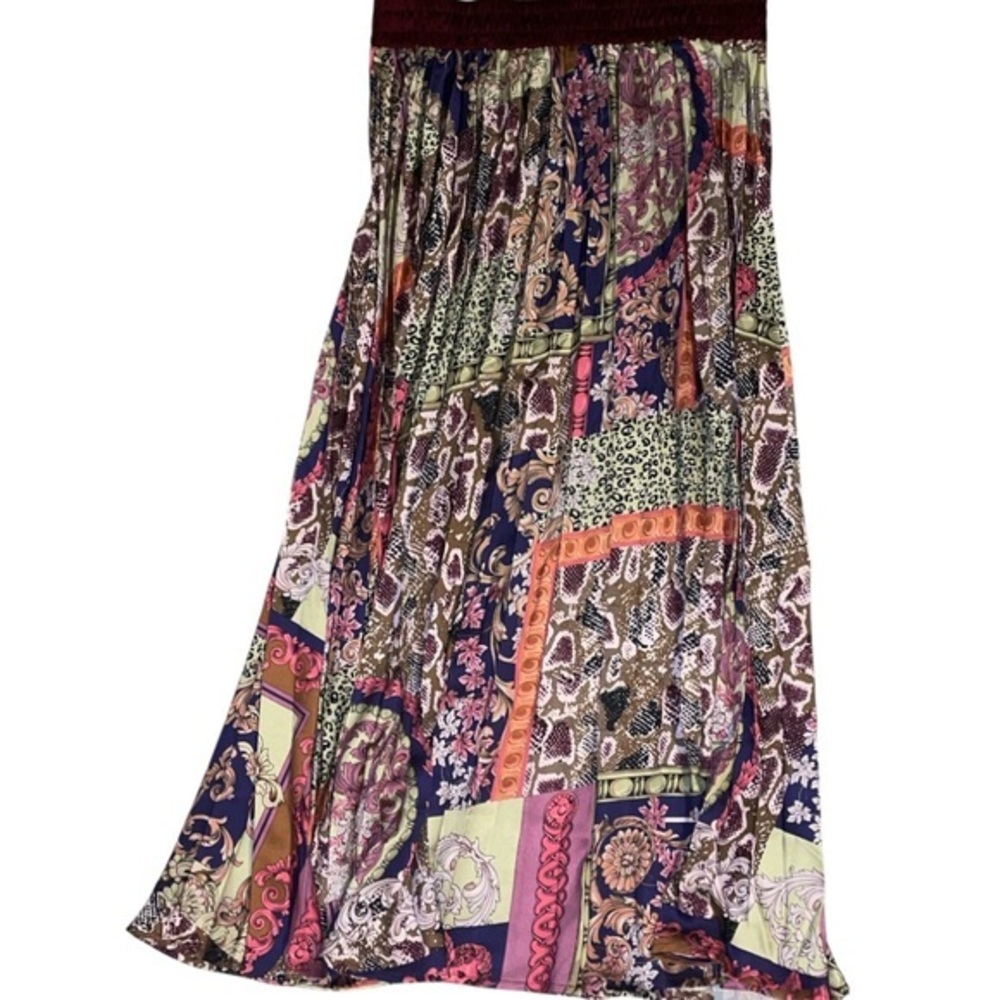 CQ by CQ Patchwork Pleated Maxi Skirt